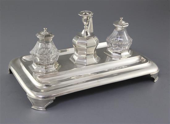 A Victorian silver inkstand by Henry Holland, 35.5 oz.